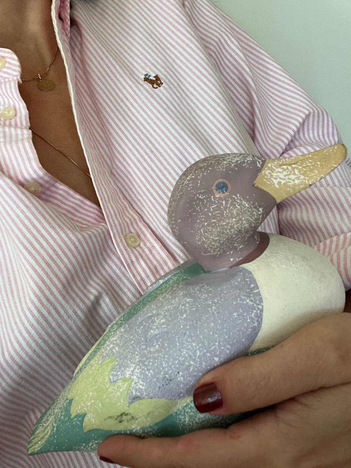 Vintage Pastel Wooden Duck