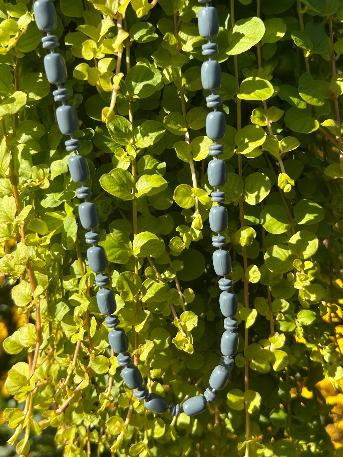 Vintage slate blue double-strand bead necklace