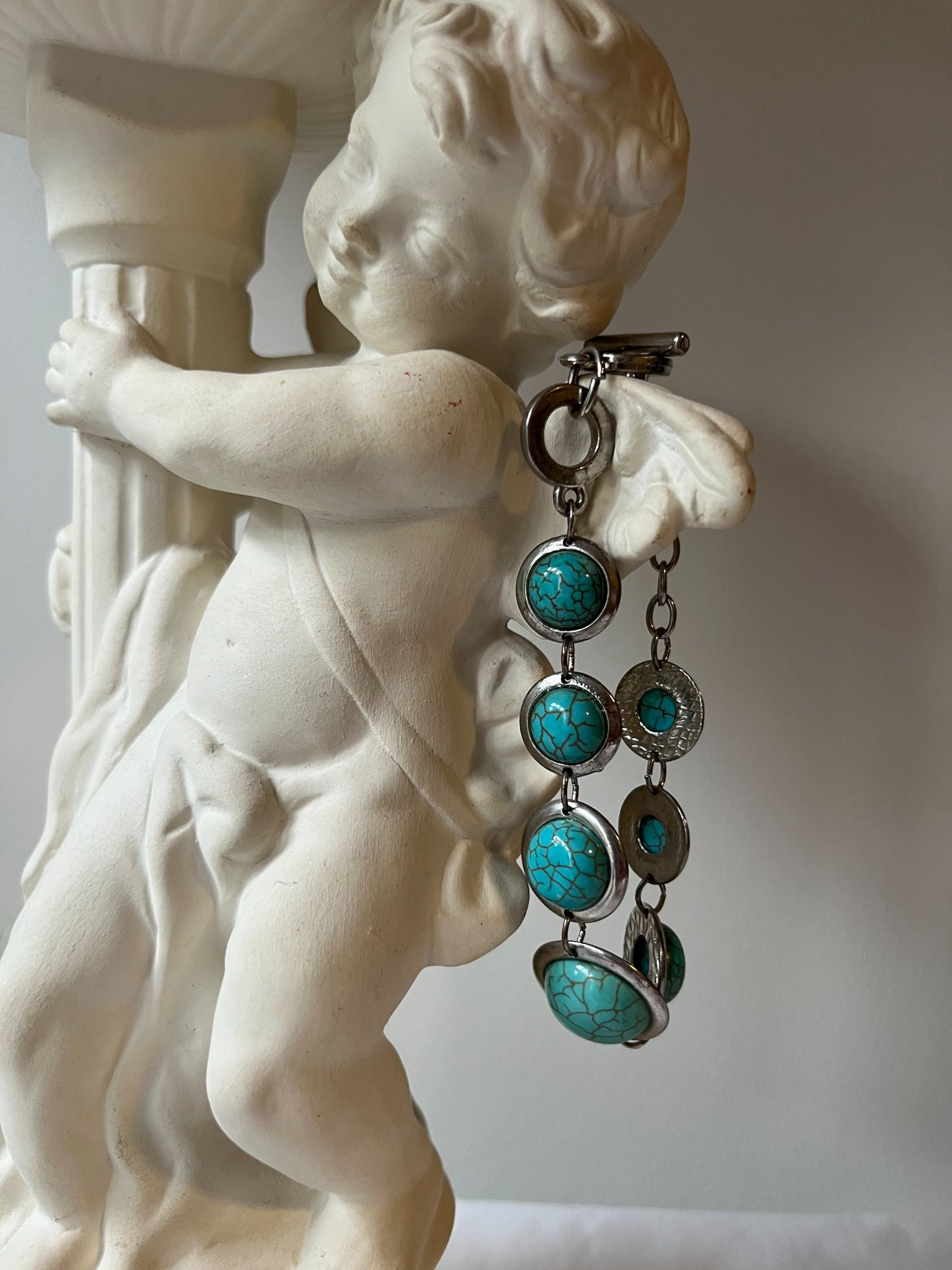 Vintage turquoise-colour cabochon link bracelet