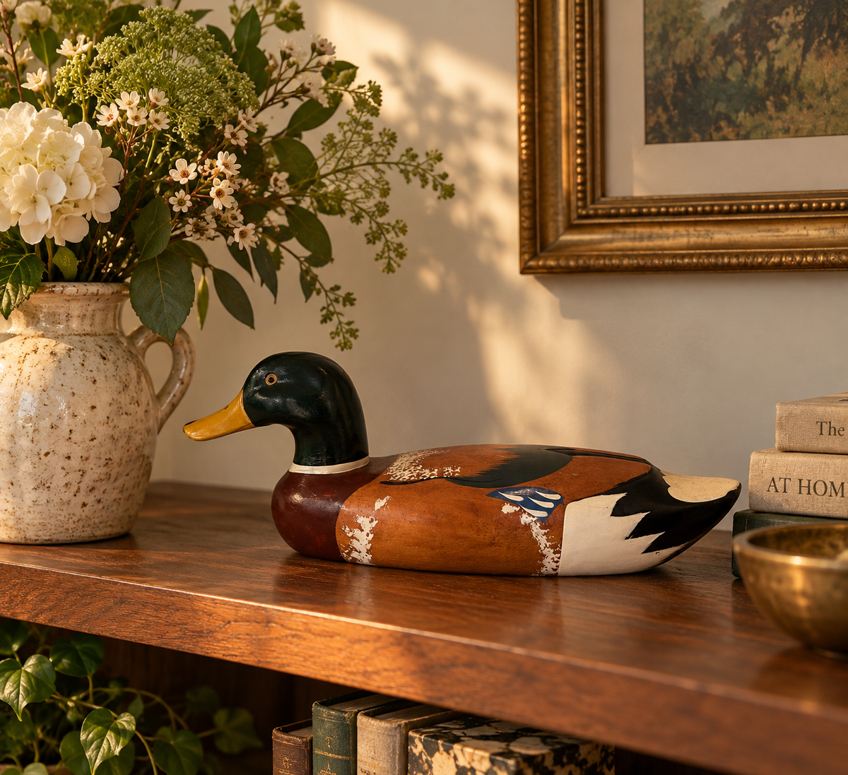 Vintage Hand-Painted Wooden Duck Decoy