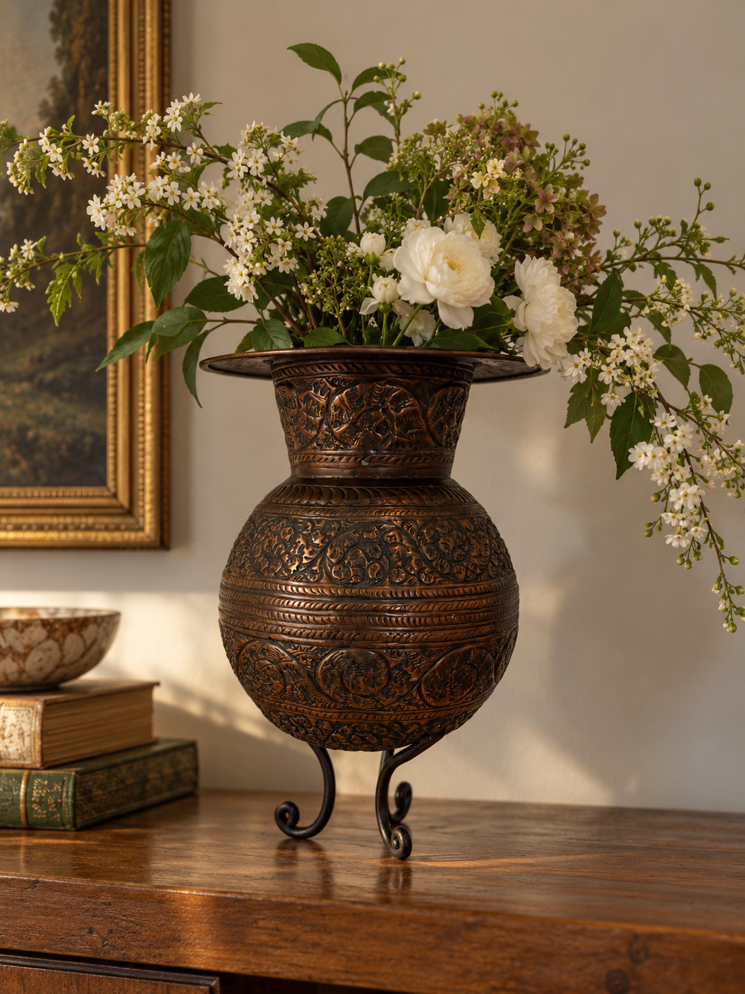 Vintage Hand-Embossed Copper Vessel