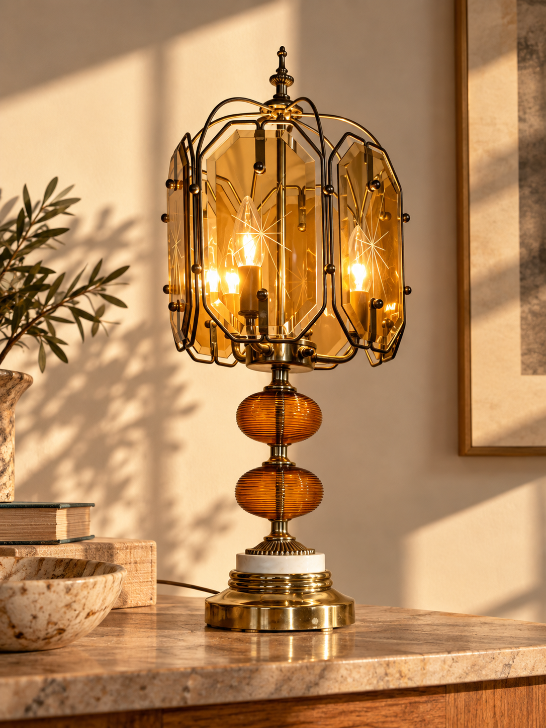 Vintage Brass Hollywood Regency Lamp