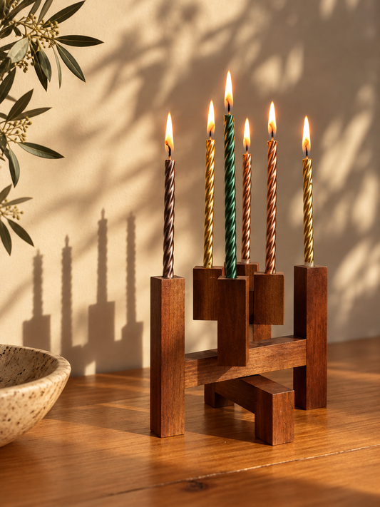 Vintage Teak Folding Candleholder