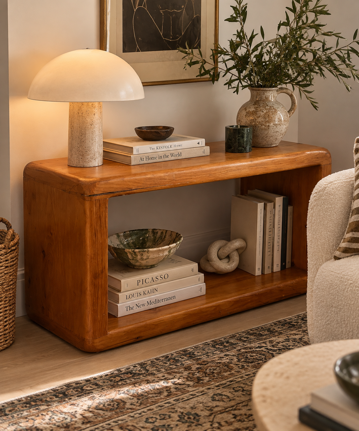 Vintage Solid Pine Waterfall Side Table