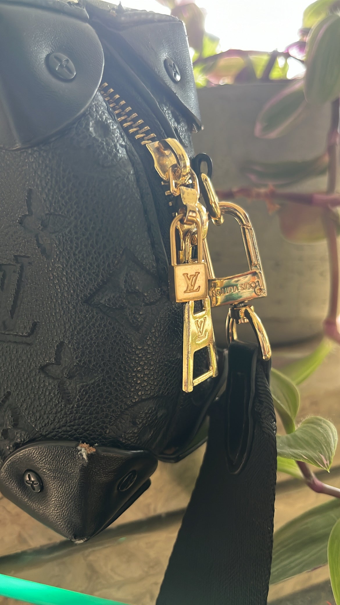 Louis Vuitton Black Monogram Empreinte Petite Malle Souple Handbag