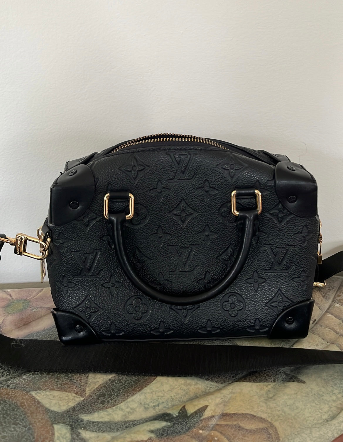 Louis Vuitton Black Monogram Empreinte Petite Malle Souple Handbag