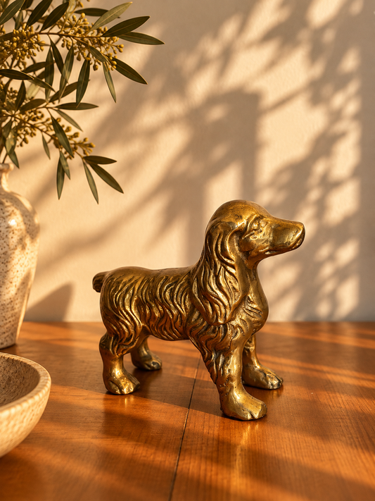 Vintage Brass Spaniel Dog