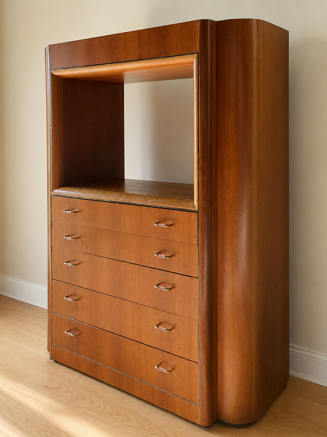 Mid-Centure Waterfall Art-Deco Armoire