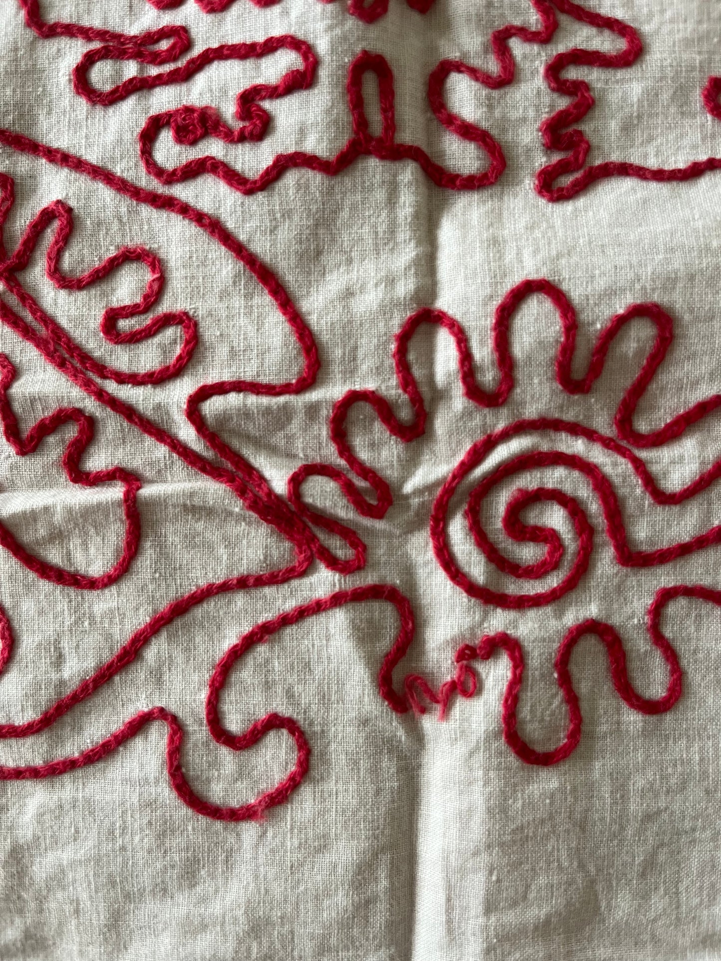 Vintage French Embroidered Stag Linen