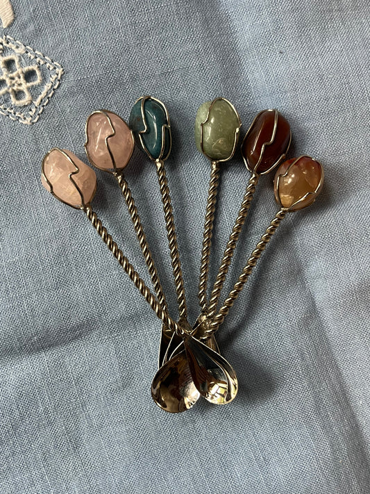 Vintage Gemstone Cocktail Stirrers, Set of 6