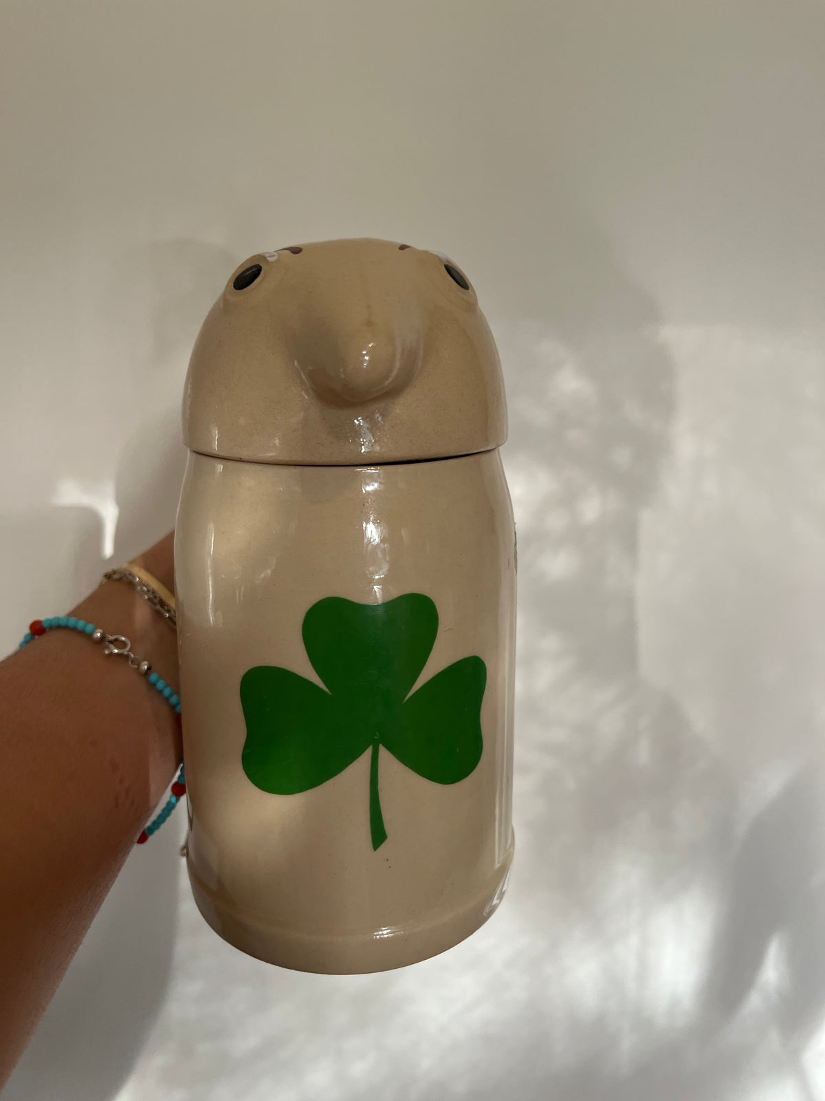 Vintage Character Beer Stein with Shamrock