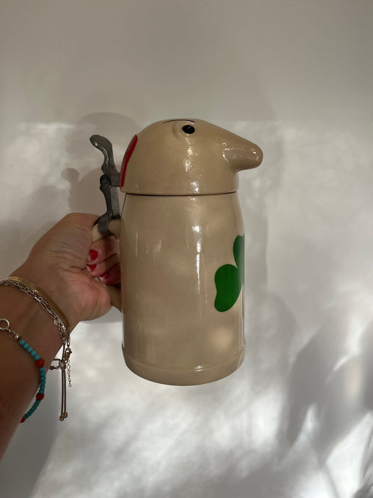 Vintage Character Beer Stein with Shamrock