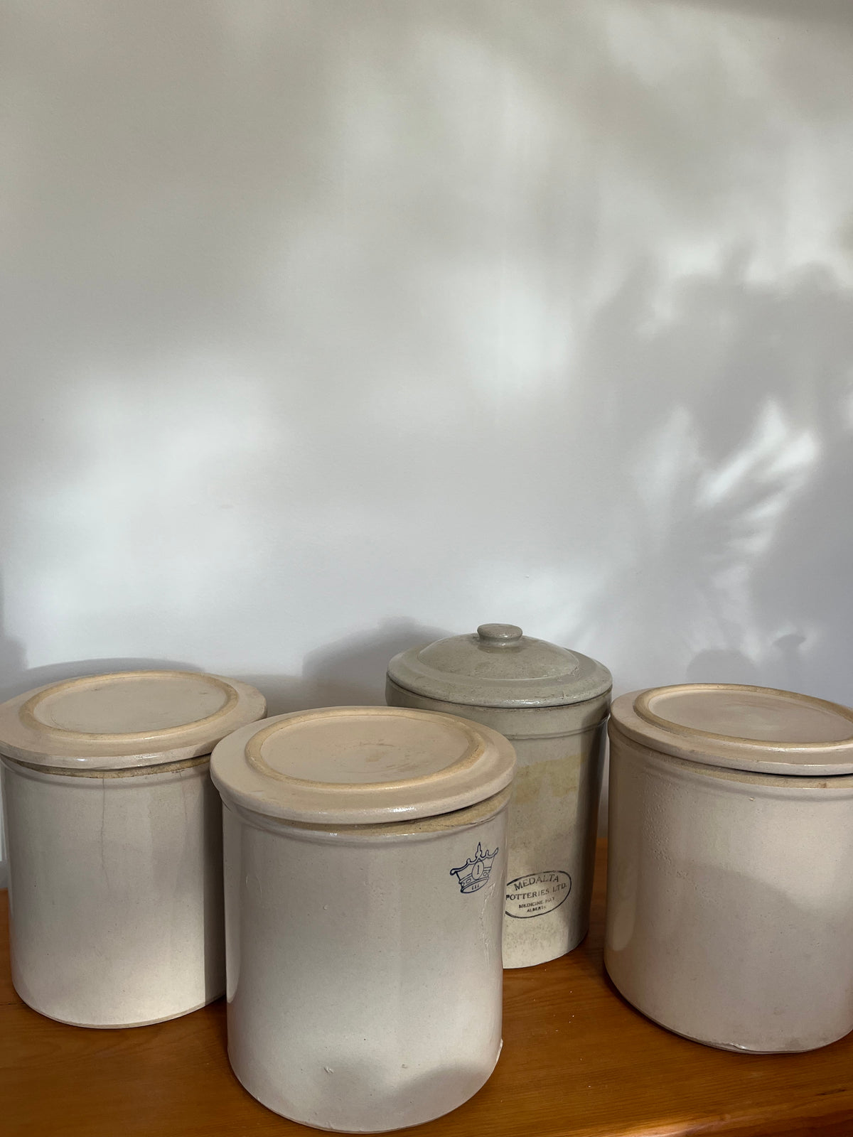 Vintage Stoneware Crocks with Lids