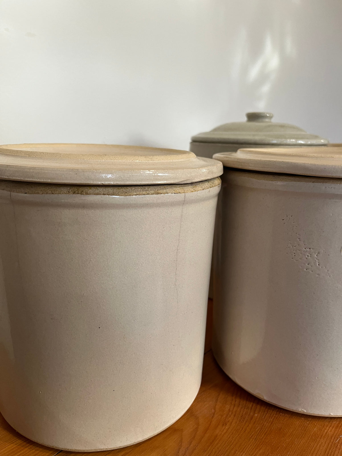 Vintage Stoneware Crocks with Lids