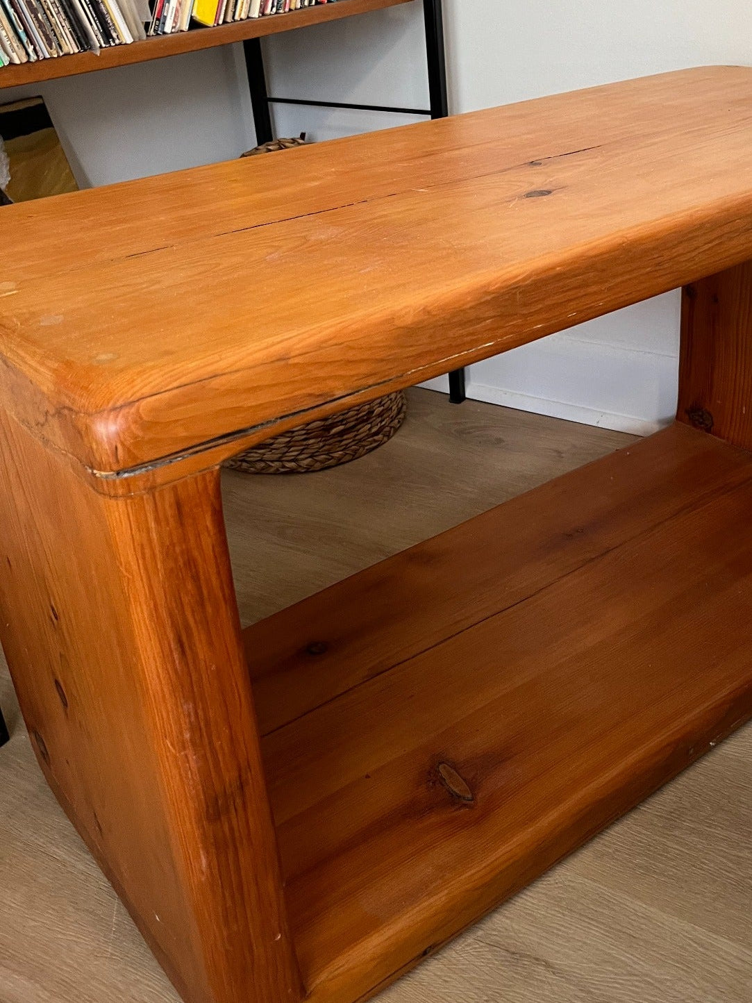 Vintage Pine Open Shelf Console Table
