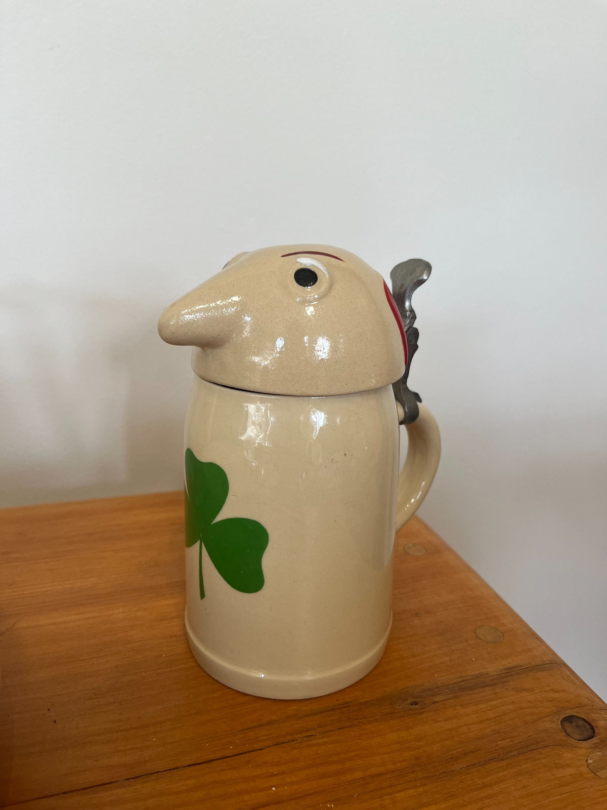 Vintage Character Beer Stein with Shamrock