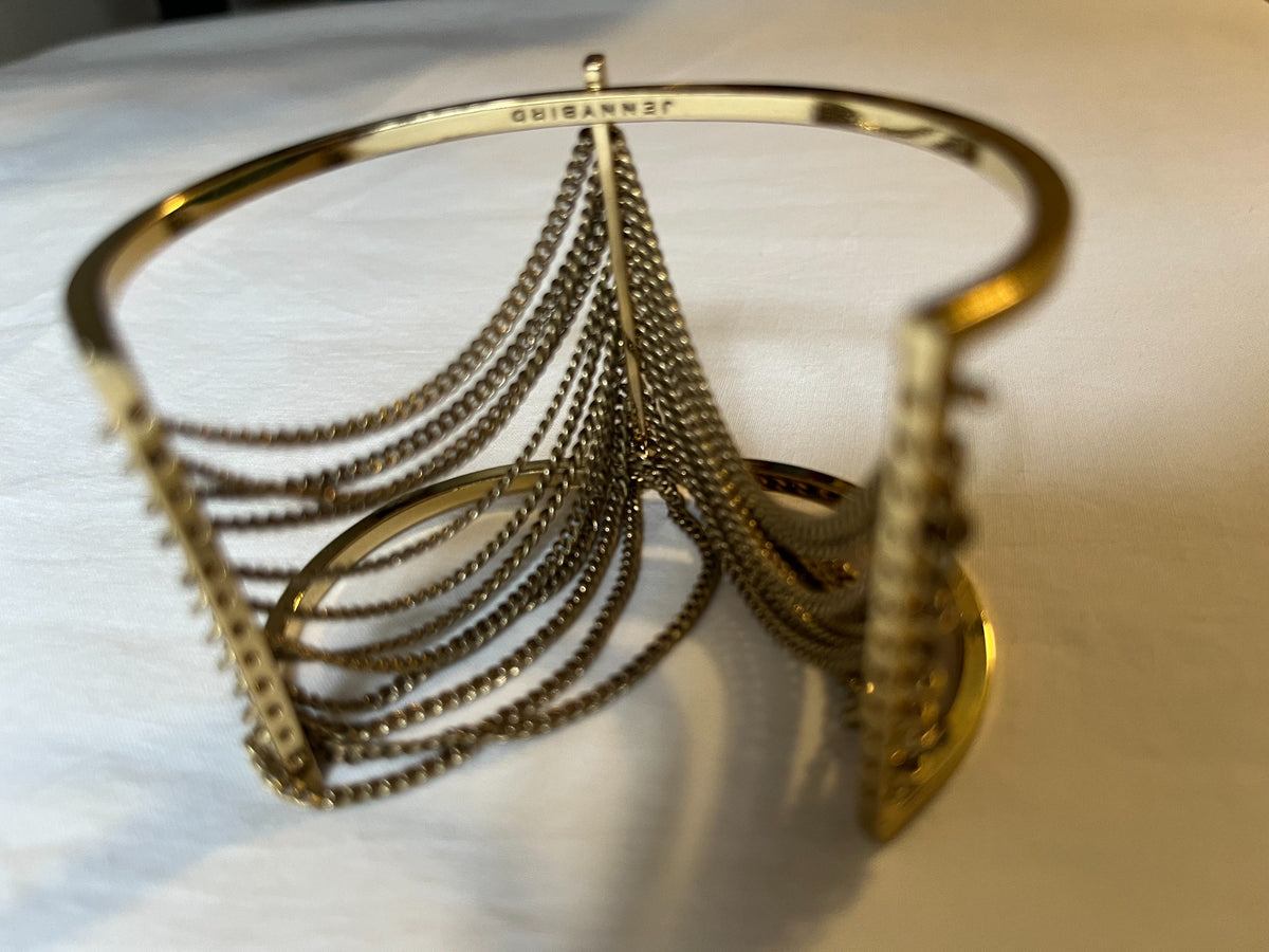 Vintage chain drape statement cuff bracelet
