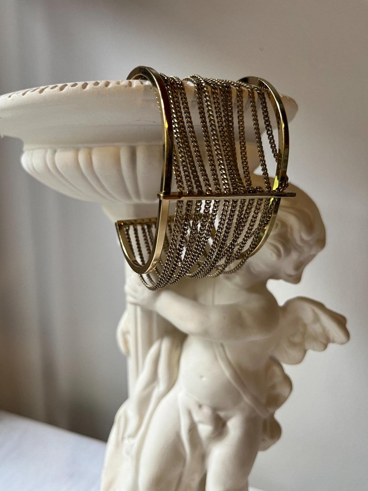 Vintage chain drape statement cuff bracelet