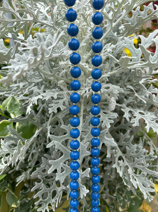 Vintage cobalt blue round bead necklace