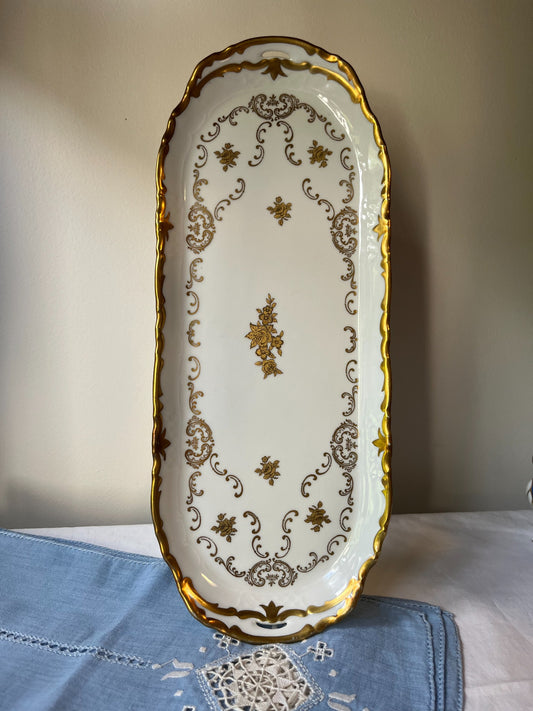 Vintage German fine china gilt serving tray front