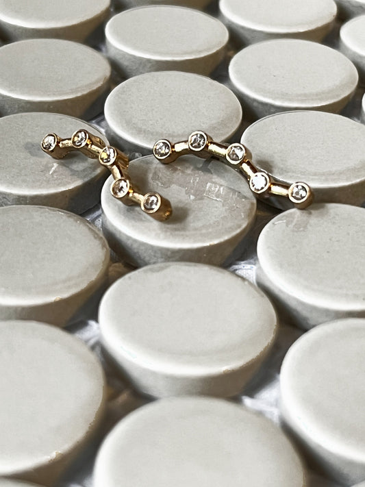 Vintage gold-tone crystal ear climber earrings