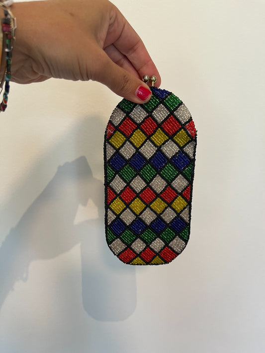 Vintage Korean multicolor hand-beaded case