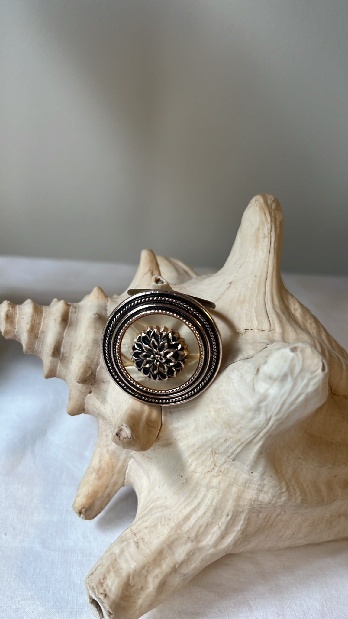 Vintage Mother-of-Pearl Floral Statement Brooch