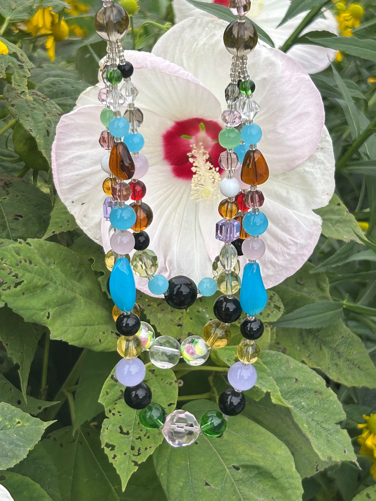 Vintage multicolour mixed glass bead necklace