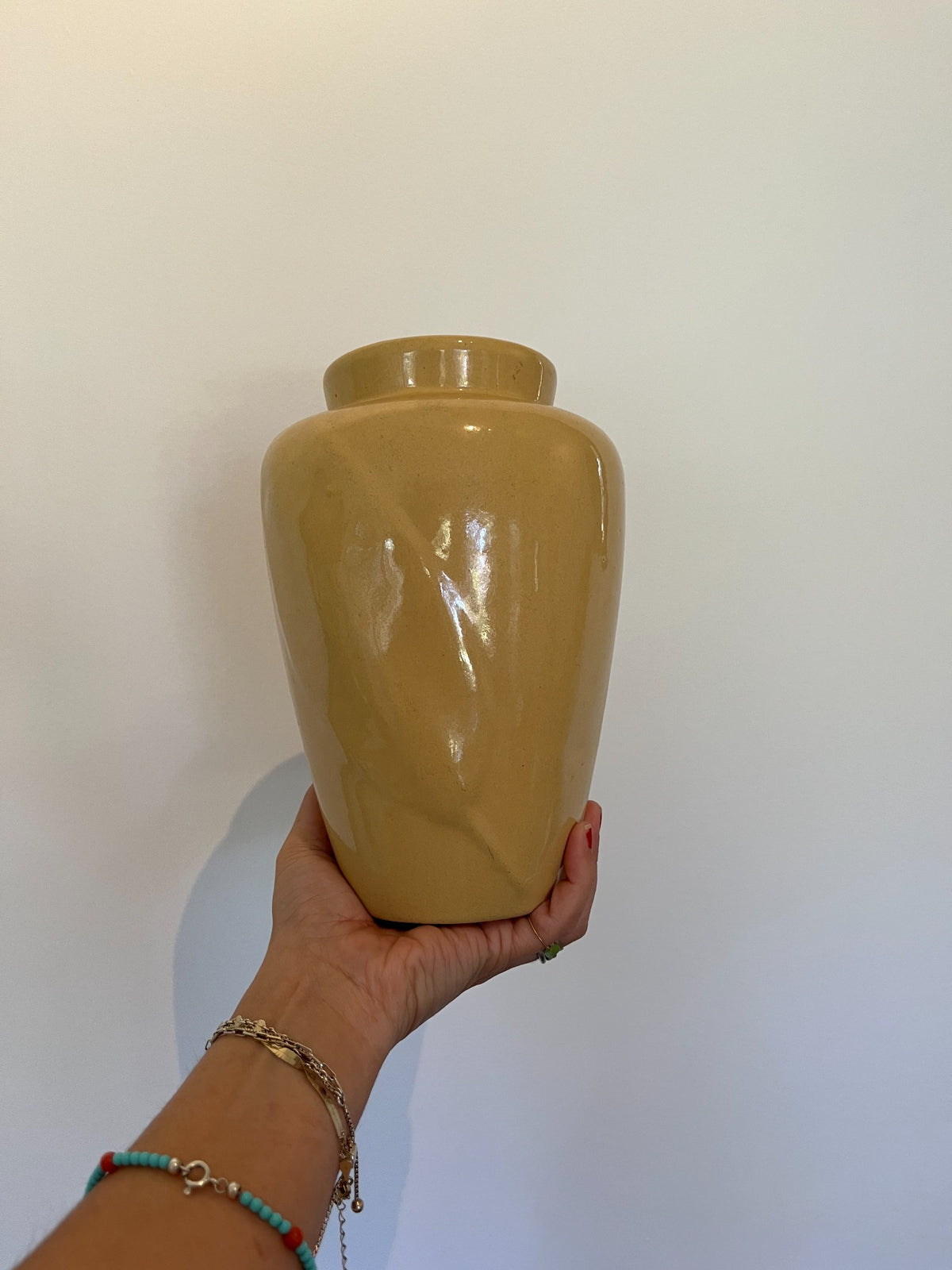 Vintage mustard glazed ceramic vase