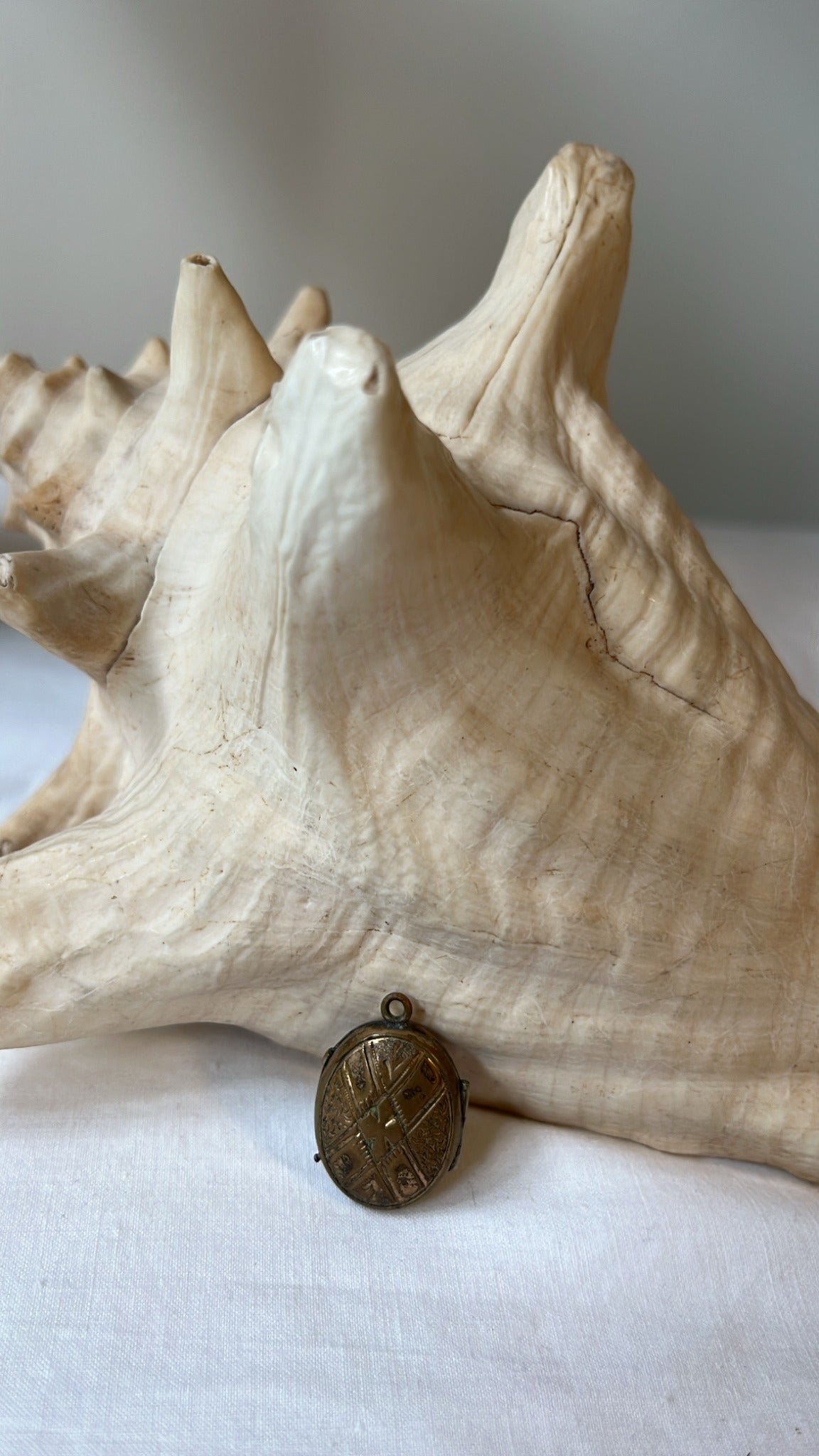 Vintage Engraved Oval Locket Pendant