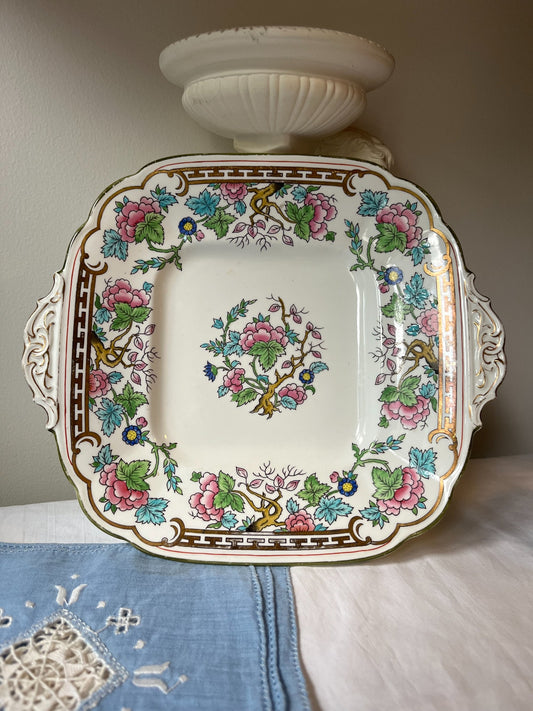 Vintage Royal Crown Derby floral square serving plate