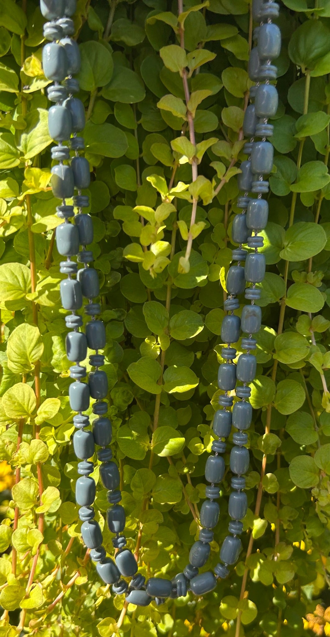 Vintage slate blue double-strand bead necklace
