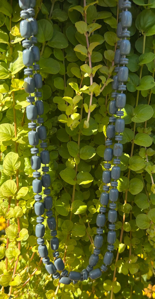 Vintage slate blue double-strand bead necklace
