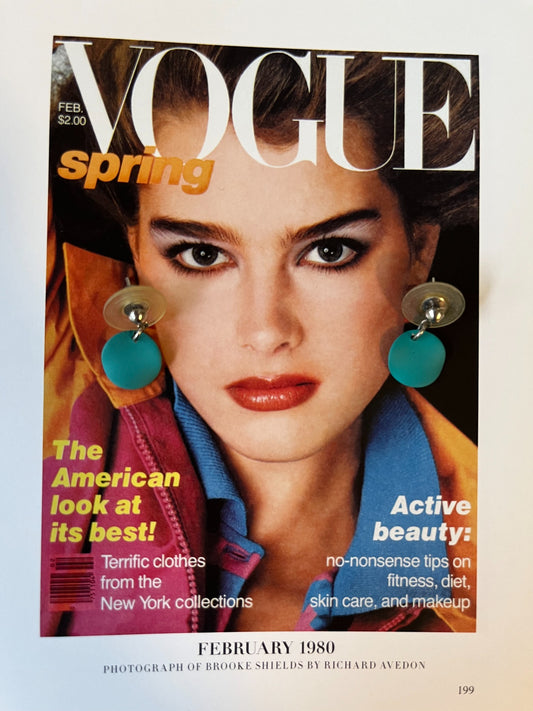 Vintage turquoise disc drop earrings