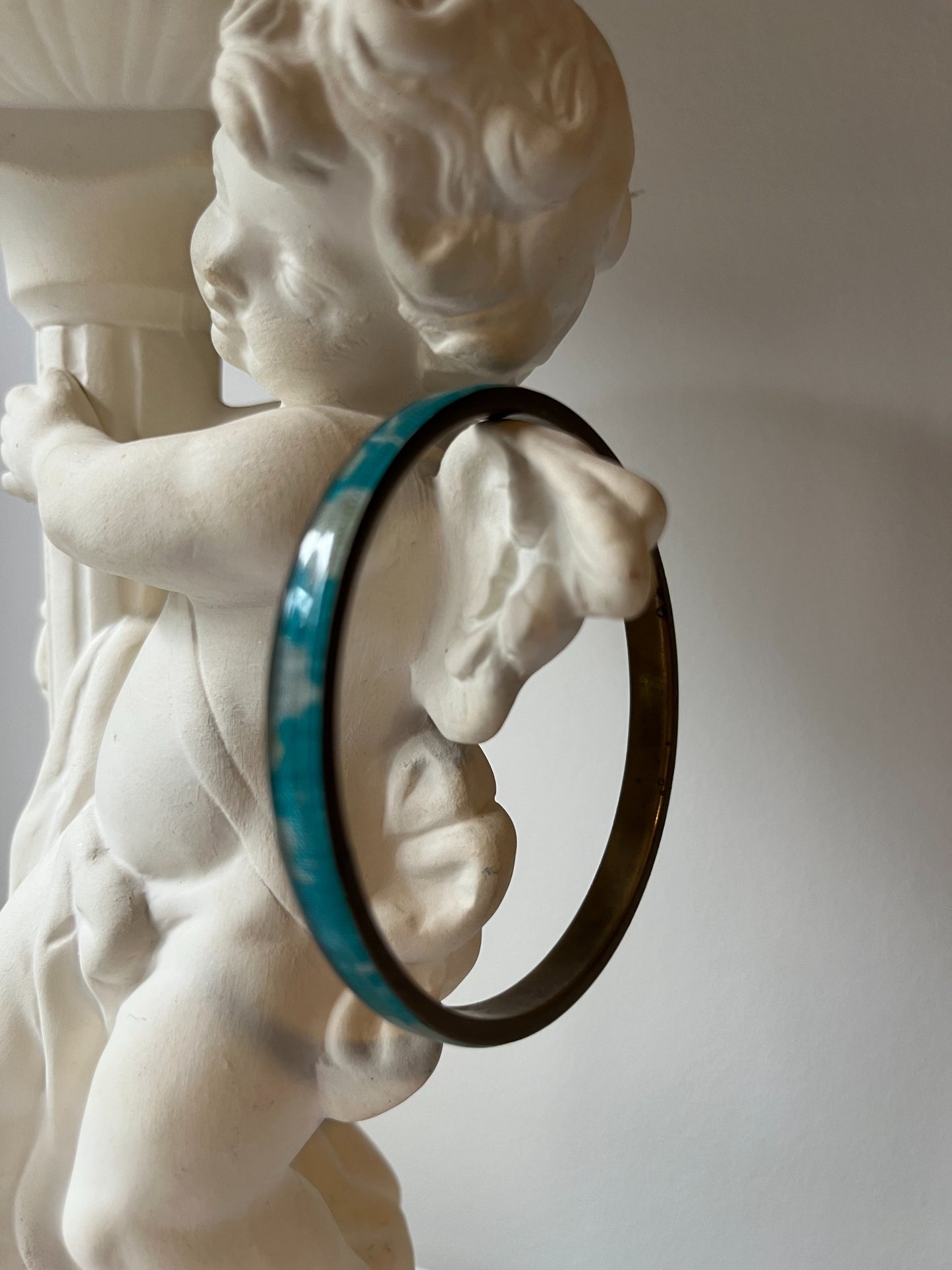 Vintage turquoise enamel bangle bracelet