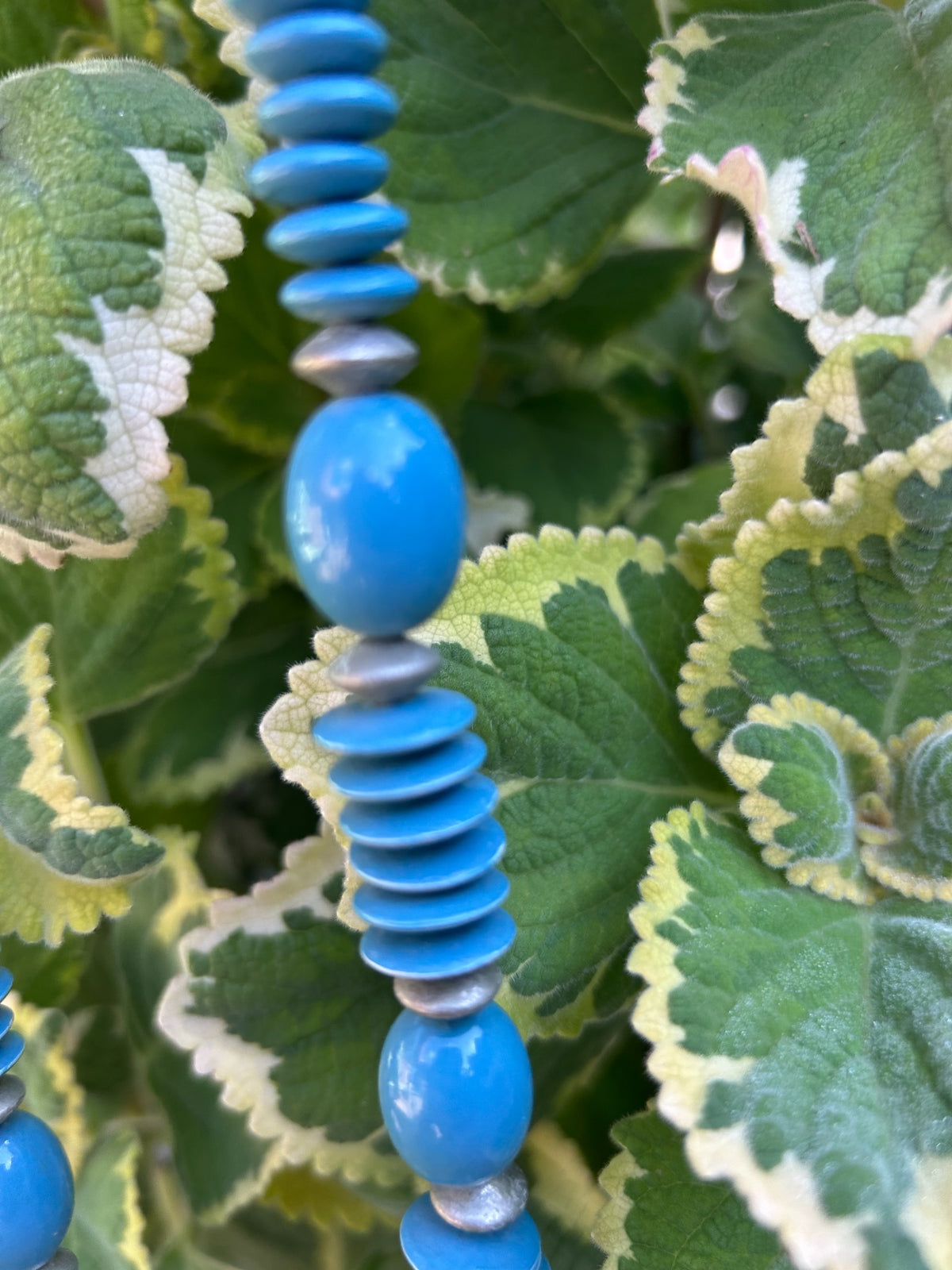 Vintage turquoise sculptural bead necklace