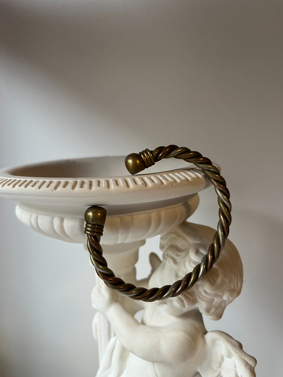 Vintage mixed-metal twisted open cuff bracelet