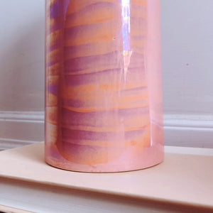 Iridescent Rolled Pink Vase
