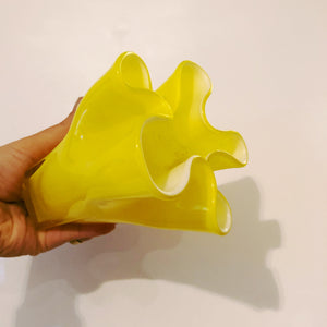 Yellow Scalloped Glass Vase