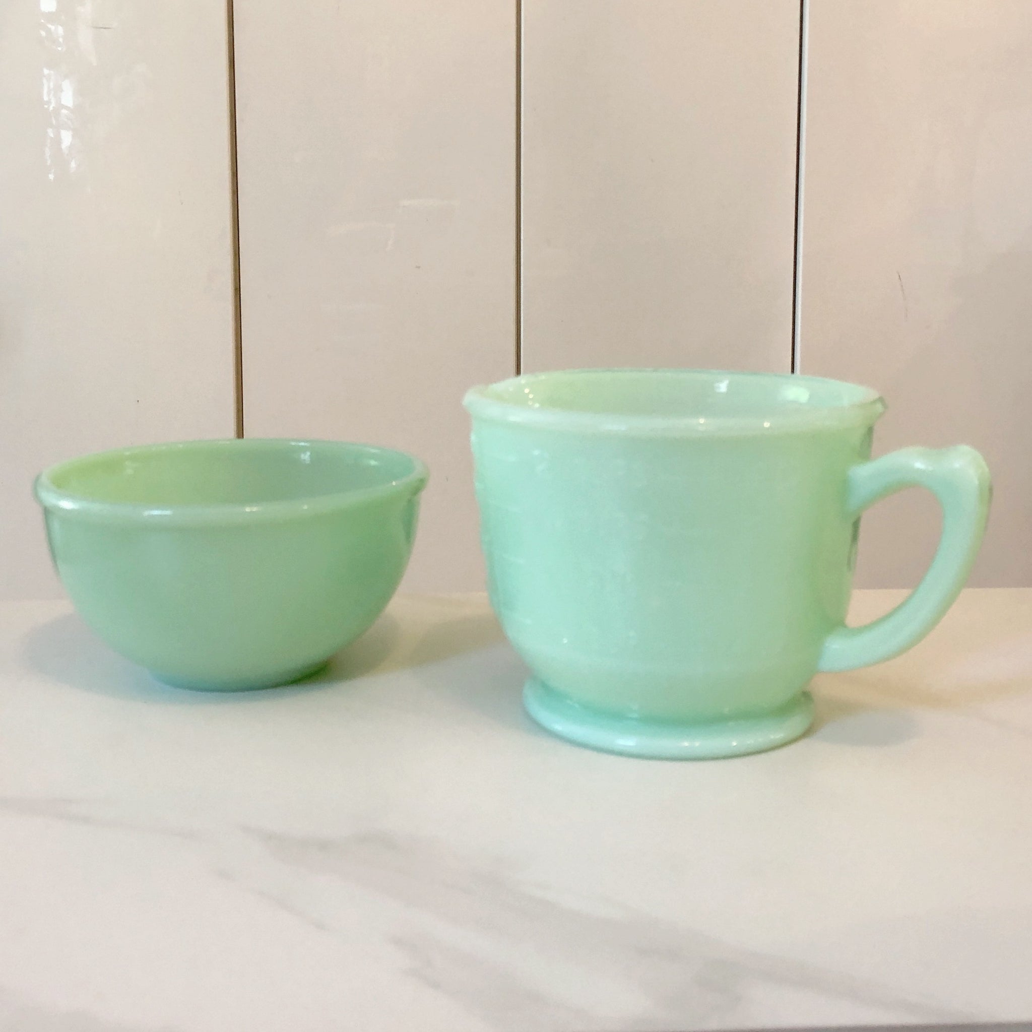 Fire King Jadeite Berry Bowl and Mixing Cup