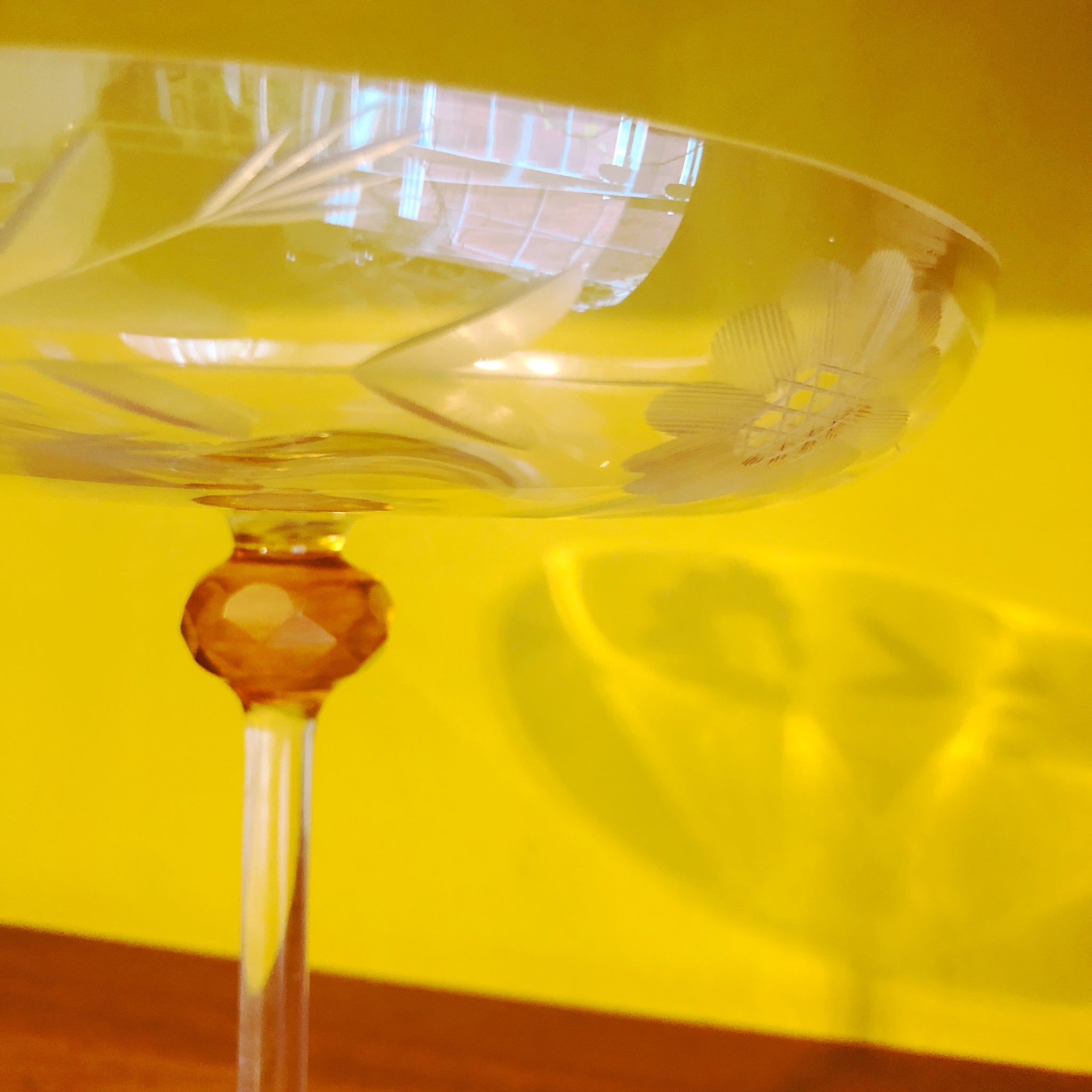 MCM Etched Glass Pedestal Dish