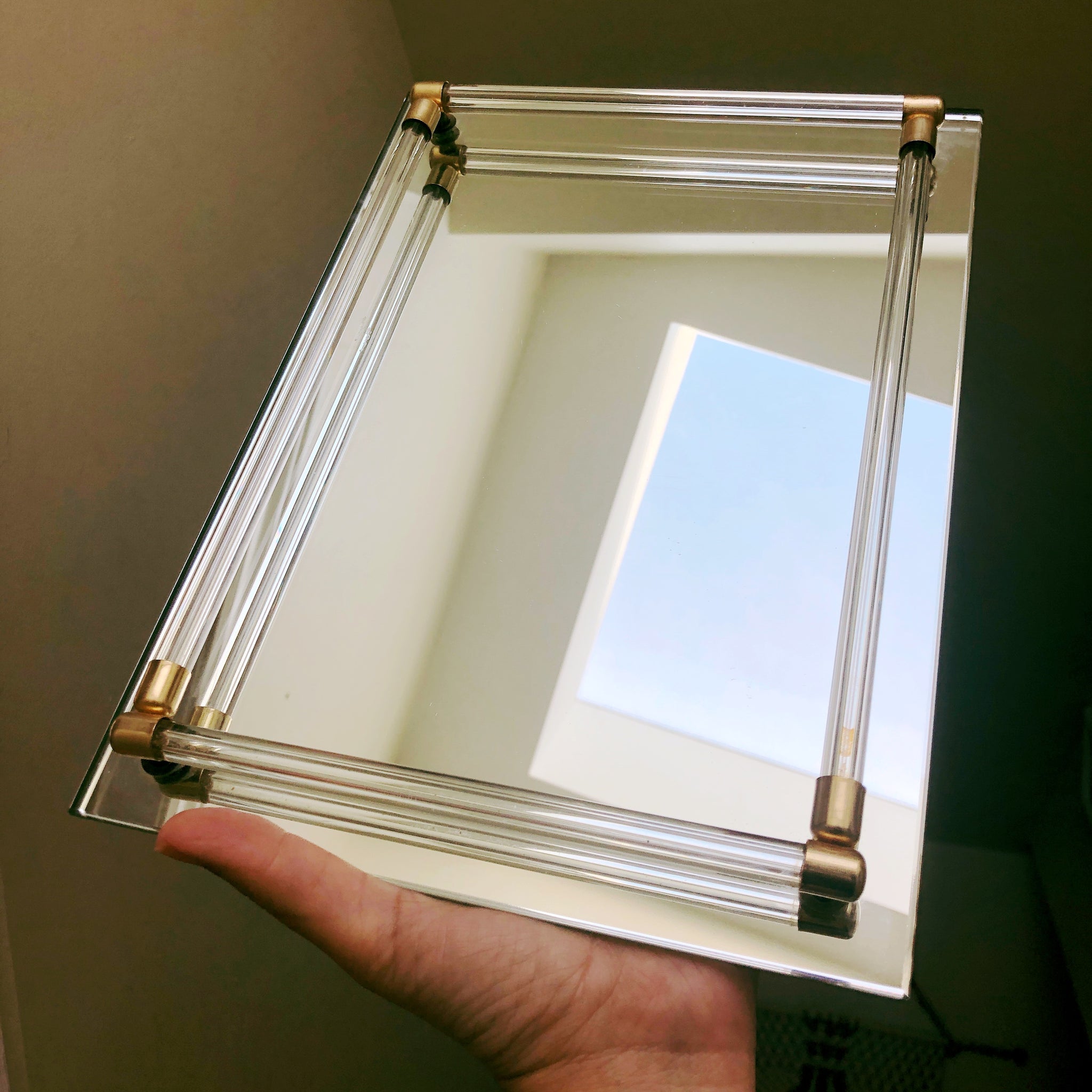 Glass Handled Mirror Tray